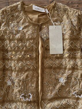 La Bellum Hillary Scott Gold Beaded Jacket NWT Flaw M